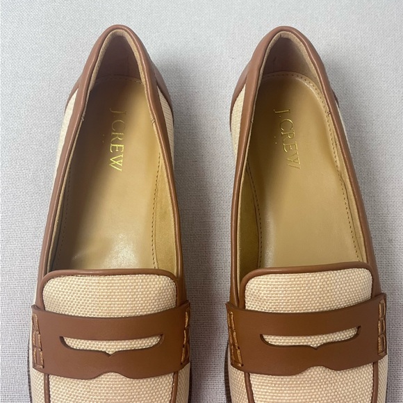 J Crew Spring 2025 Woven Natural Raffia Loafers Size 9 Brown and Tan - Picture 3 of 8